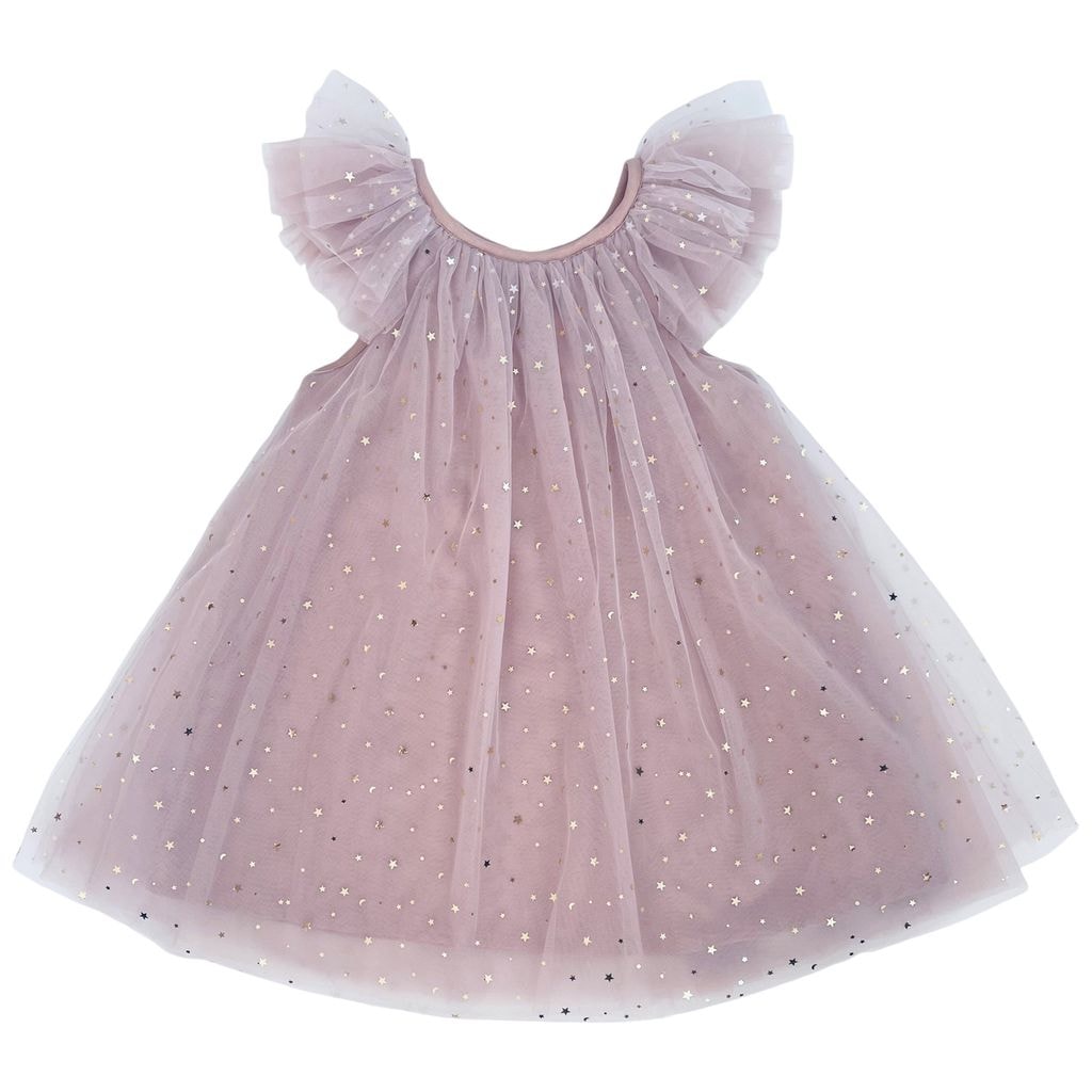 Fairy Star Print Tulle Dress Dusty Violet