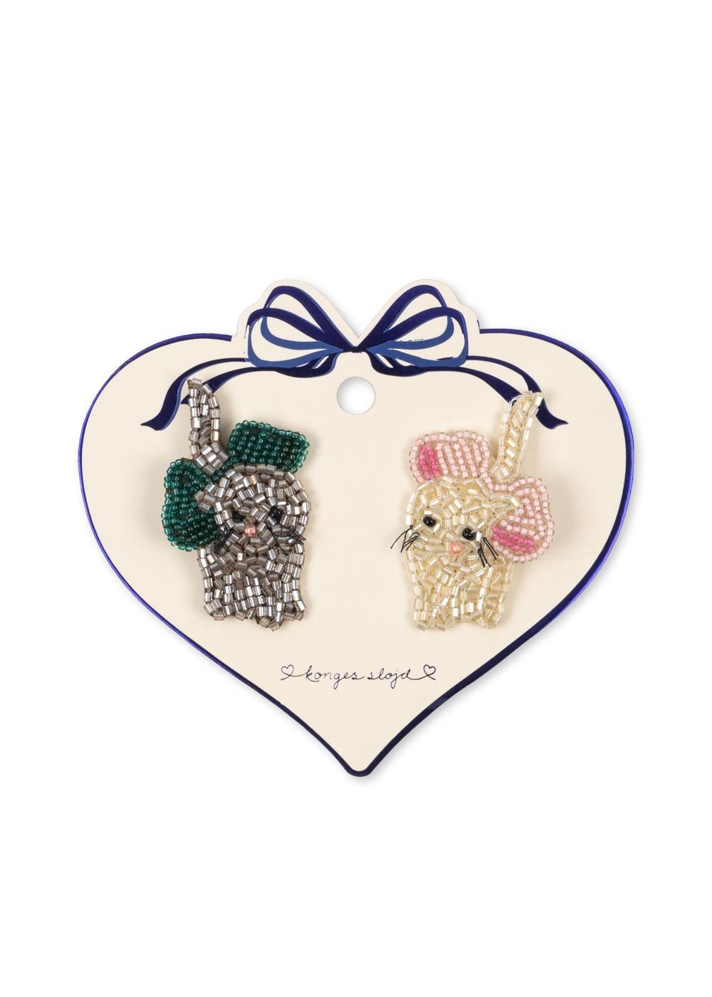 2 Pack Bow Kitty Beaded Hair Clip Bow Kitty