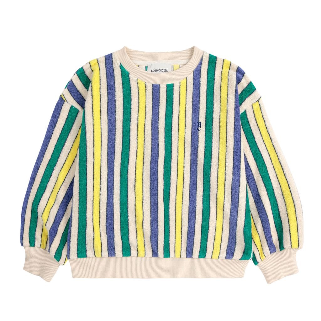 Multicolor Randig Frotté Sweatshirt Offwhite
