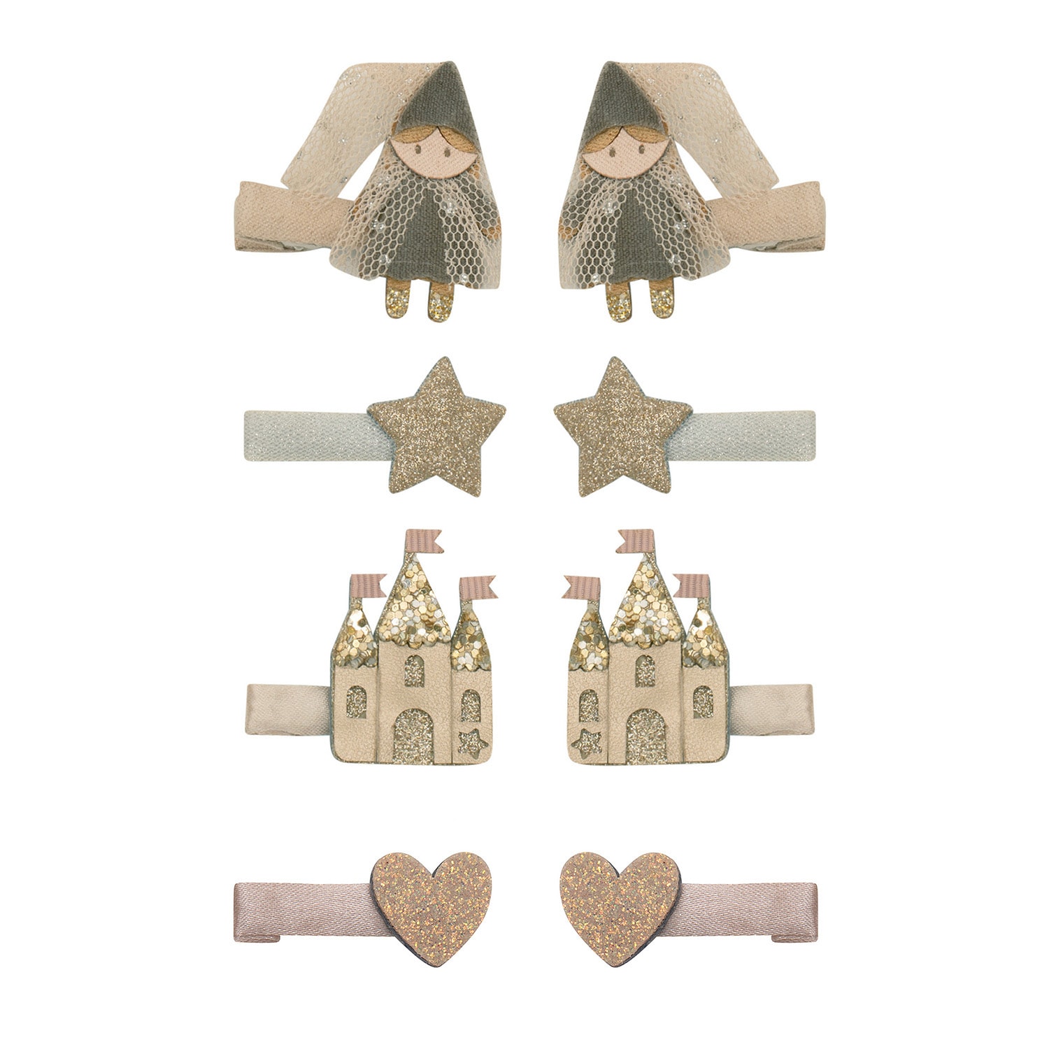 Mini Princess Castle Enchanted 8 Hair Clips Gold 