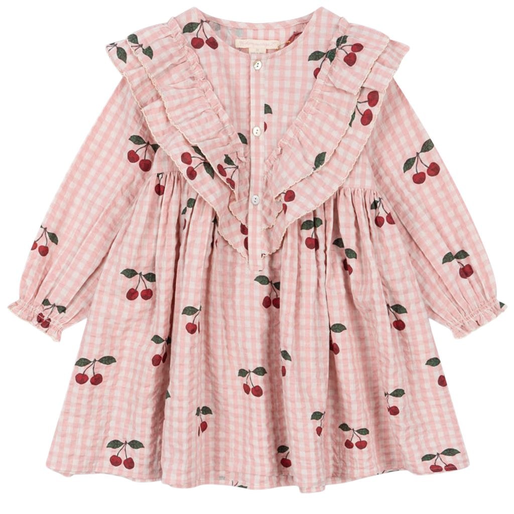 Kim Frill Dress Cherry Check