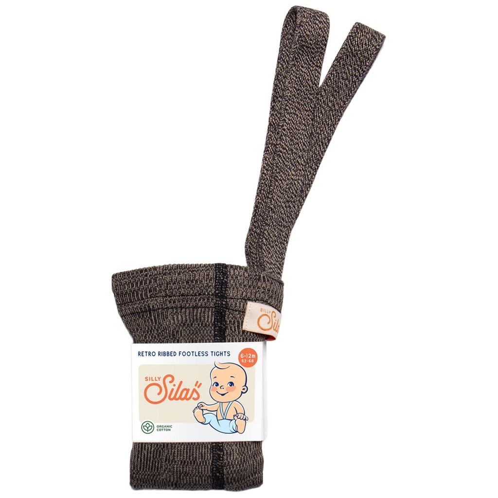 GOTS Footless tights Licorice Peanut