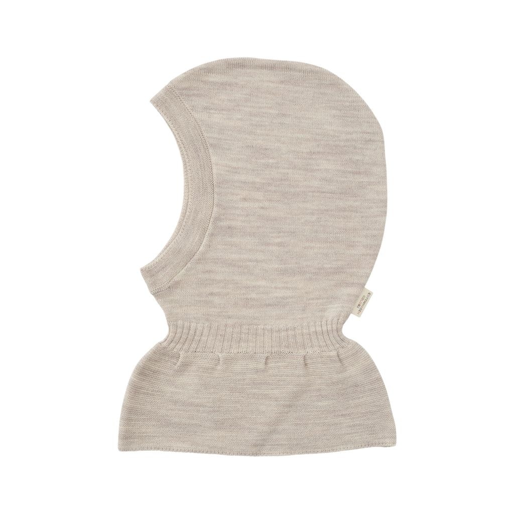 Lt. Knitted Merino Balaclava with Frill  Pale Cream Melange