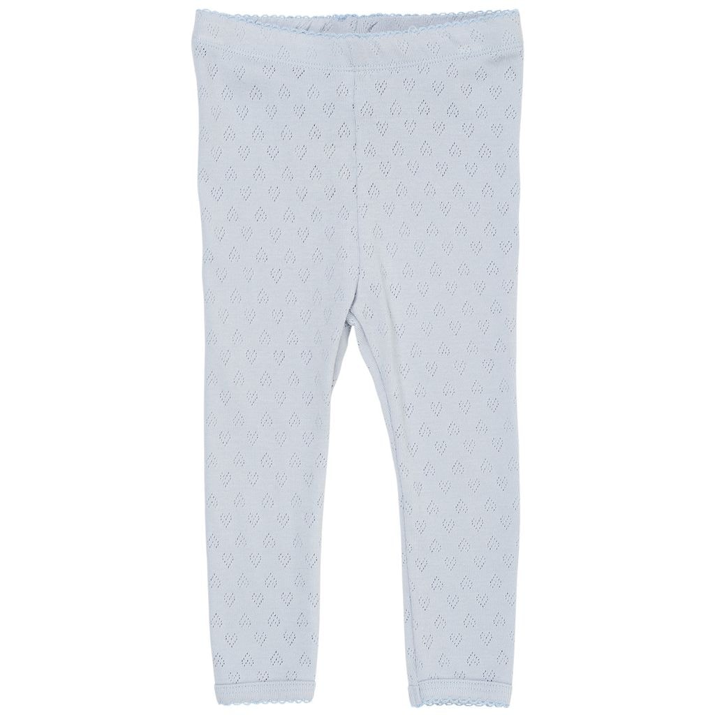 GOTS Heart Pointelle Leggings Dusty Blue