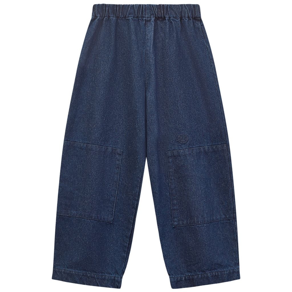 Patch Denim Pants Mid Bleach Wash