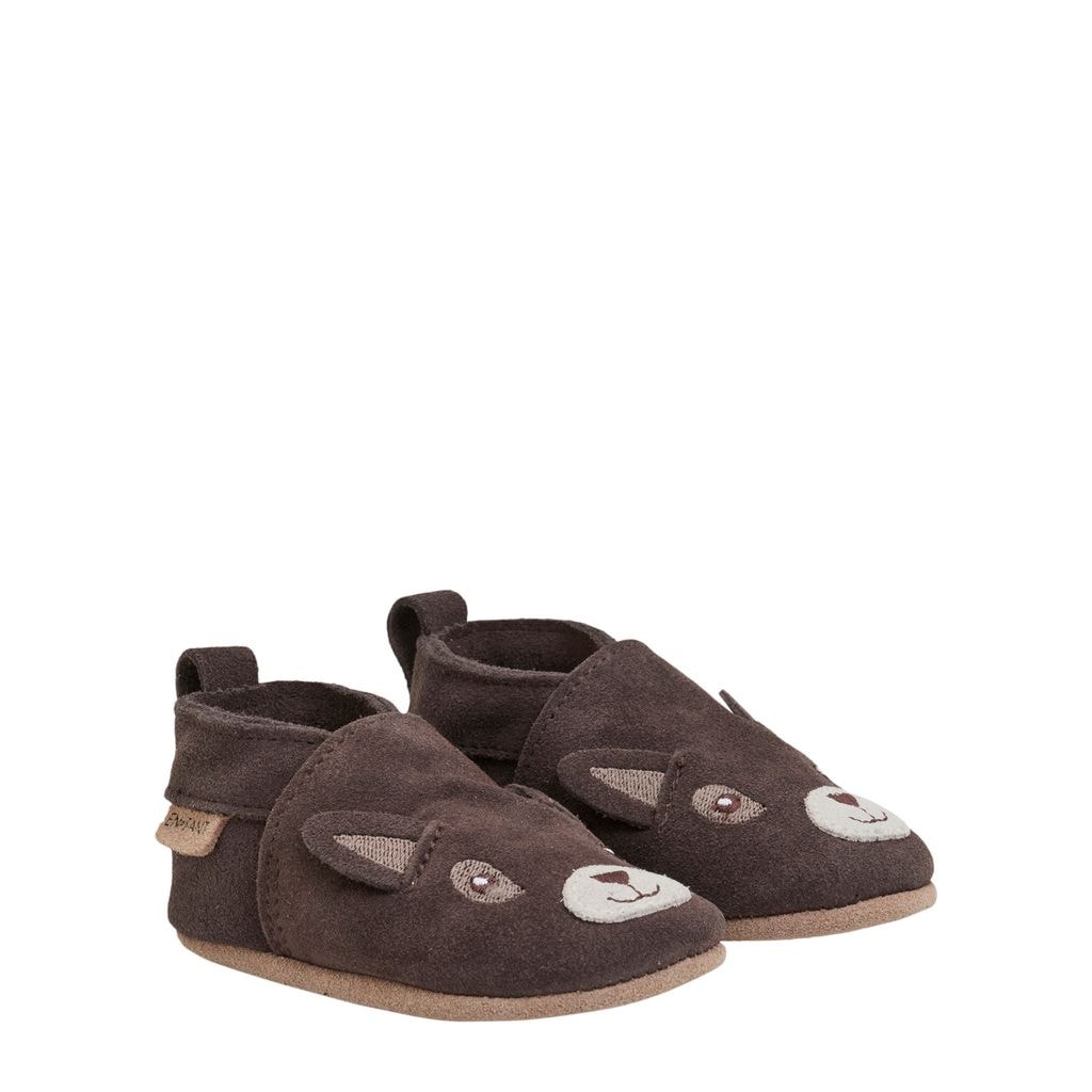 Slippers Suede Animal  Chocolate Brown