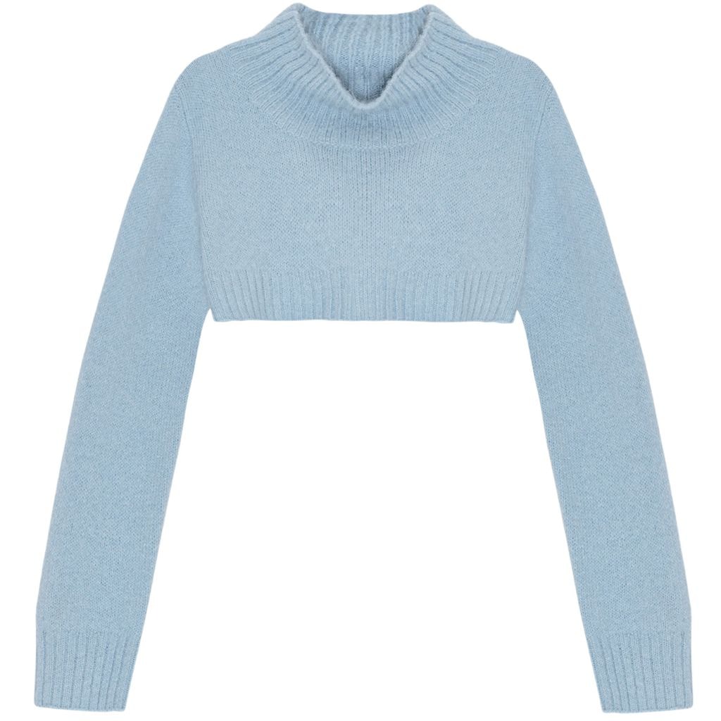 Greer Croppad Stickad Tröja Fragile Blue