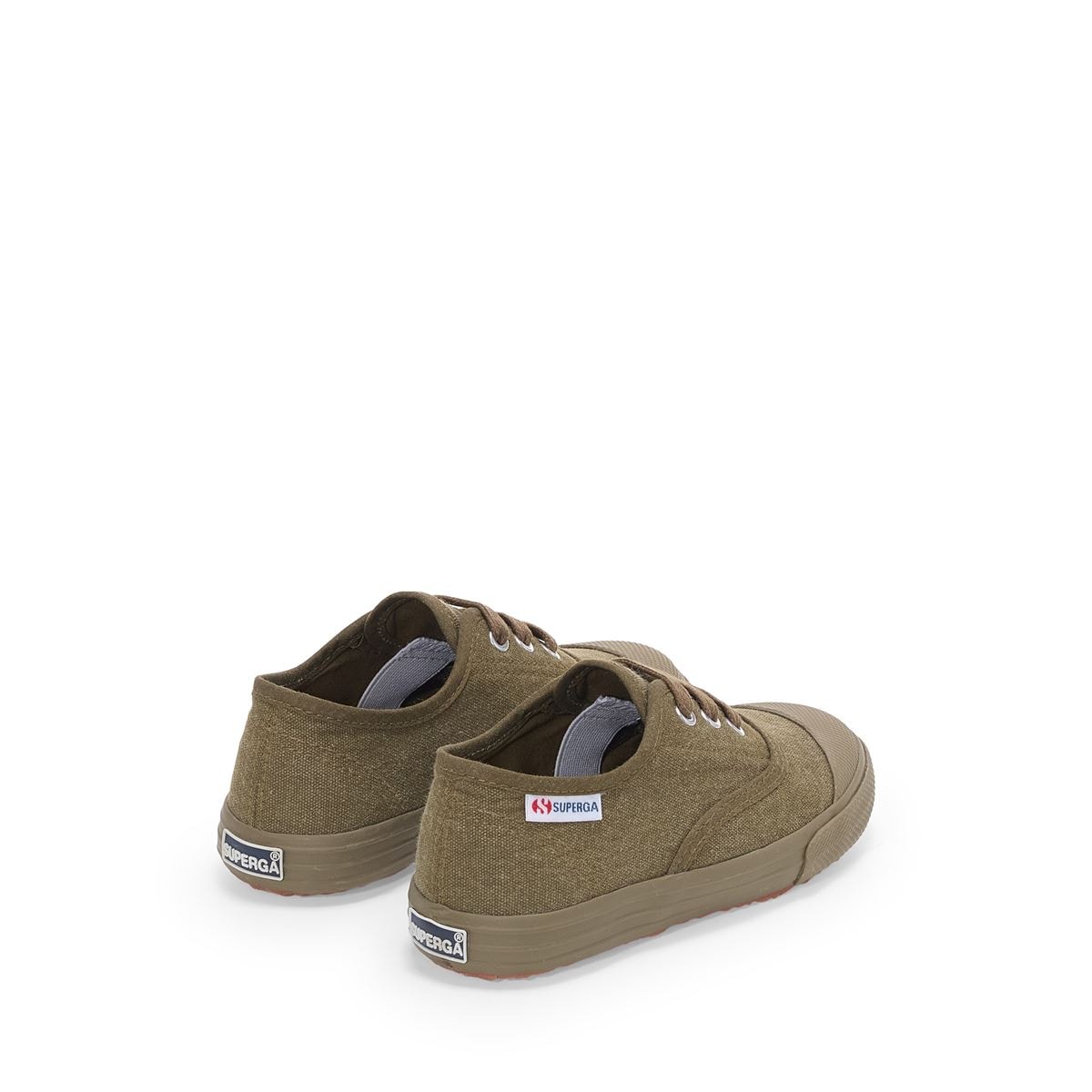2118 Kids Cotton Stone Wash Sneakers Green Olive White