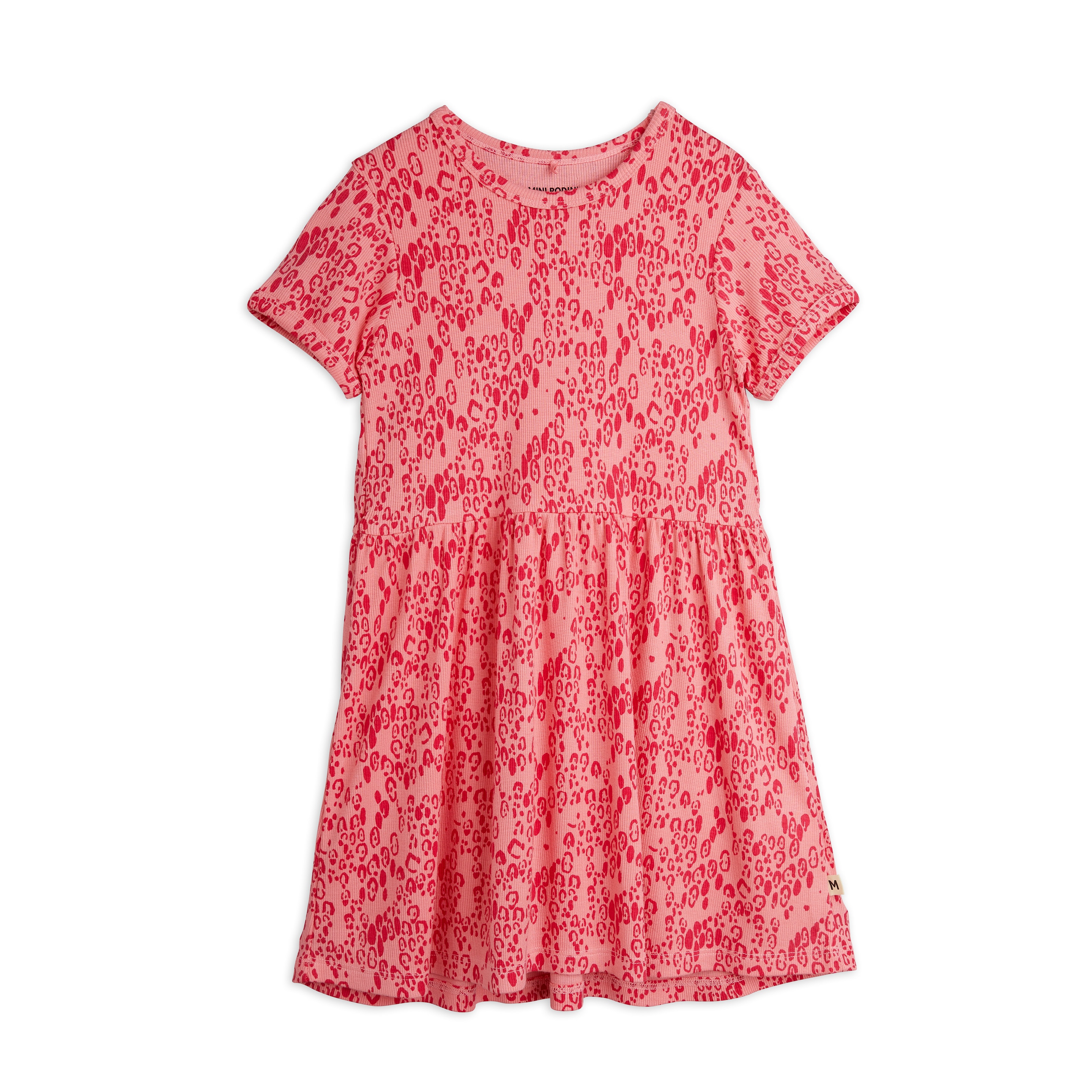 GOTS Mini Leopard Aop Short-Sleeved Dress Pink