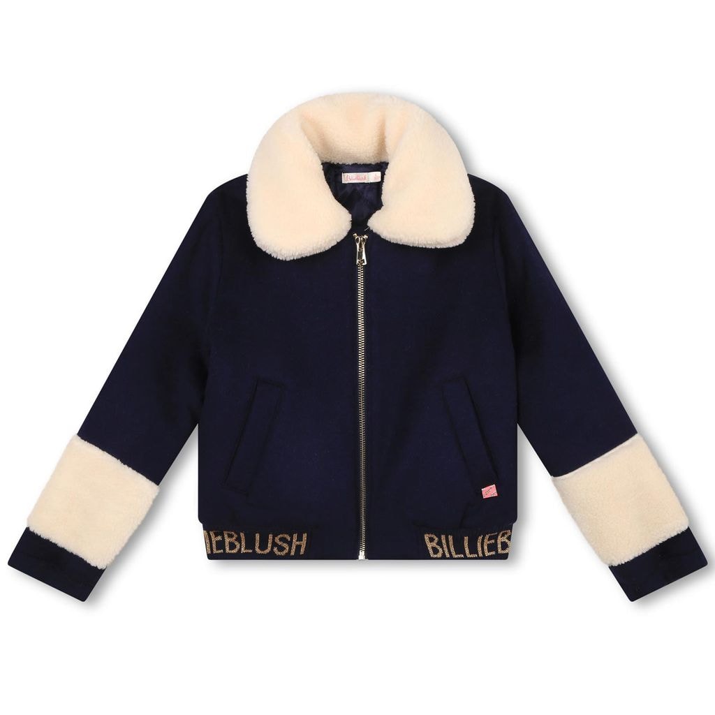Bomber Jacket With Rhinestones Navy