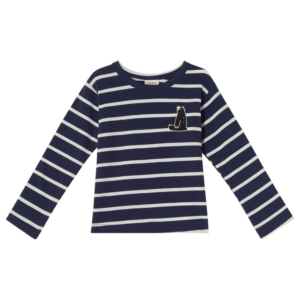 GOTS Athens Striped Long Sleeved T-Shirt Navy