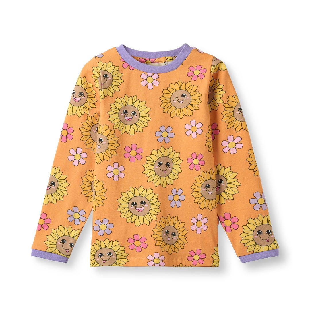 Elstar Long-Sleeved Top with Sunflowers Tangerine