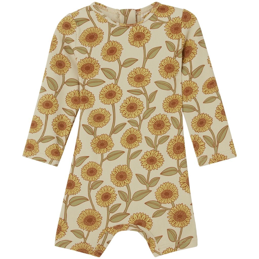Billie Painettu Yksiosainen Rashguard-uimapuku Auringonkukoilla Kermanvärinen