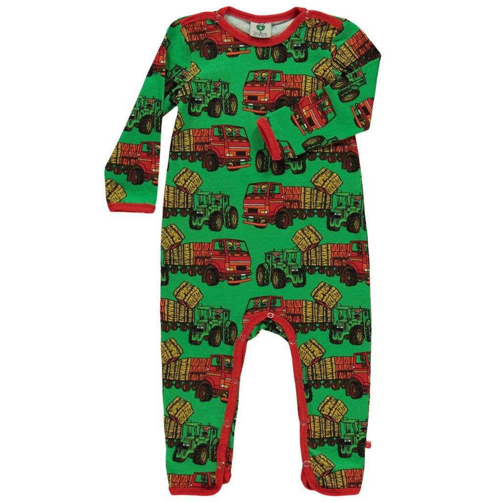 Bodysuit With Tractors Apple Green