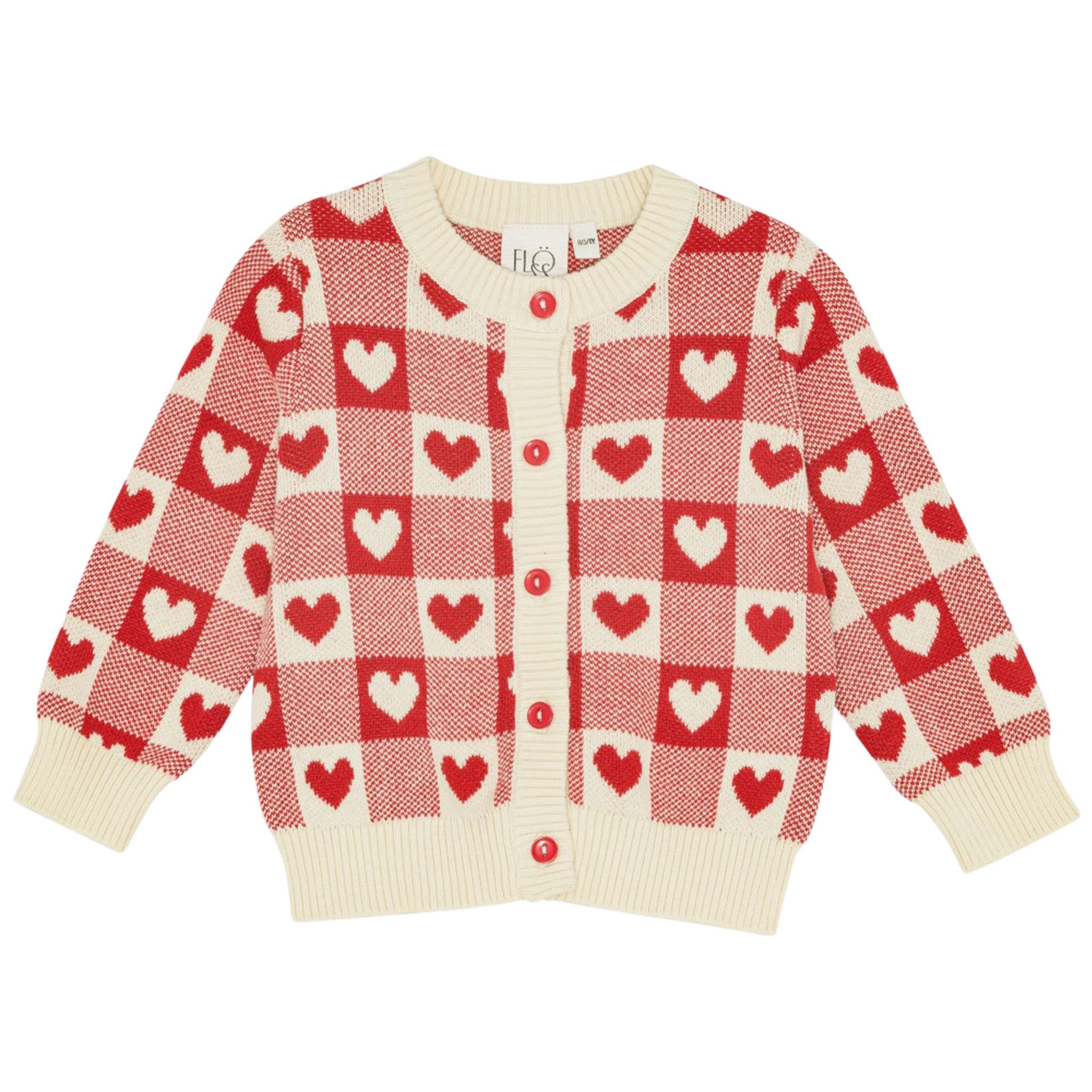 Heart Cardigan Poppy Red/soft White