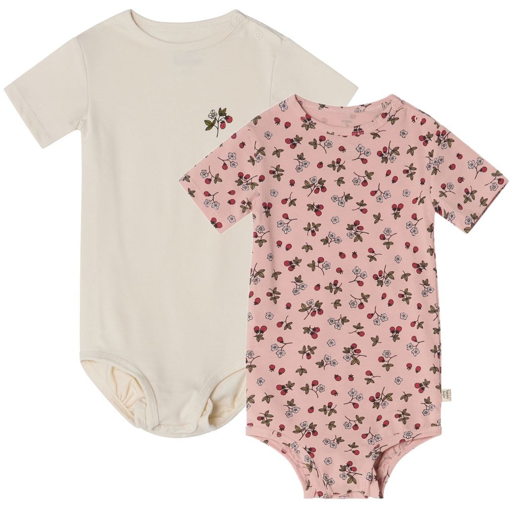 Melvin GOTS 2-pack Printed Baby Bodies Wild Strawberry