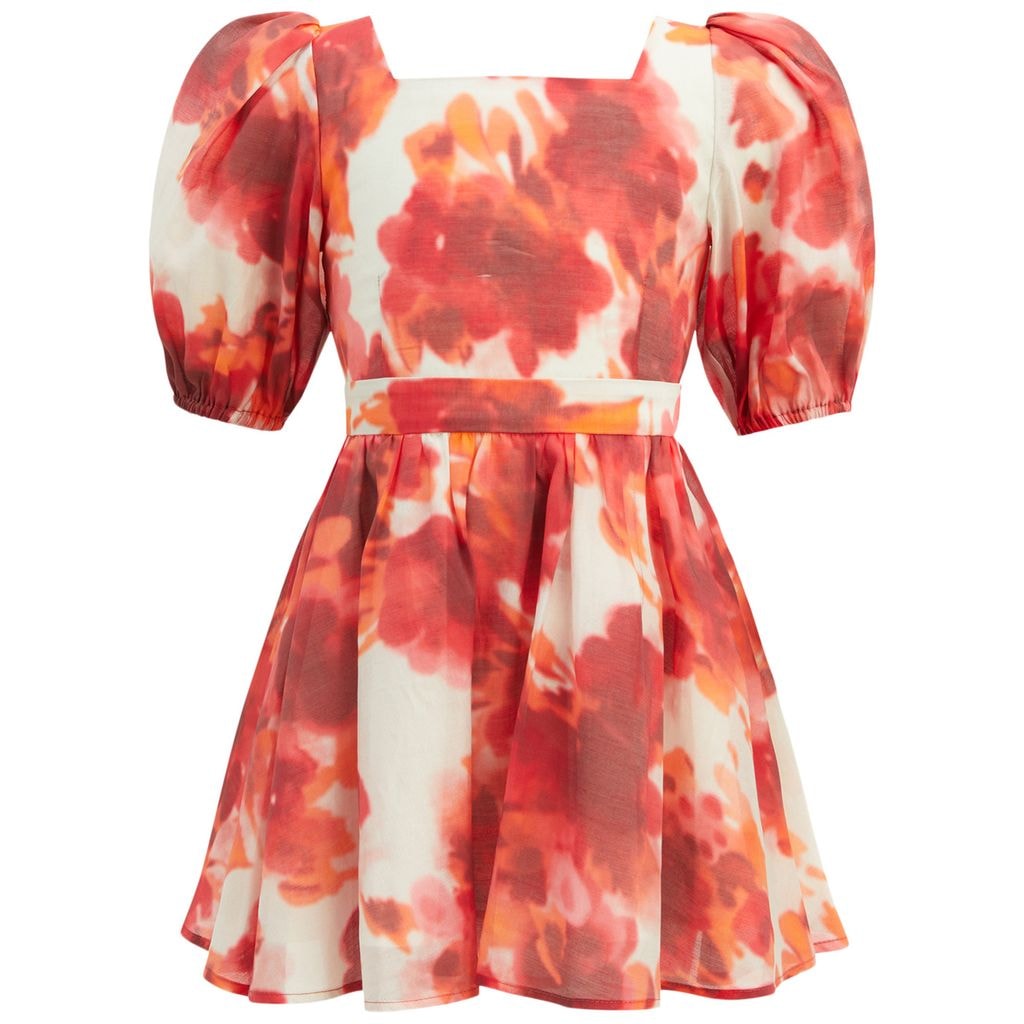 Marla Abstract Mini Floral Dress Poppy Red
