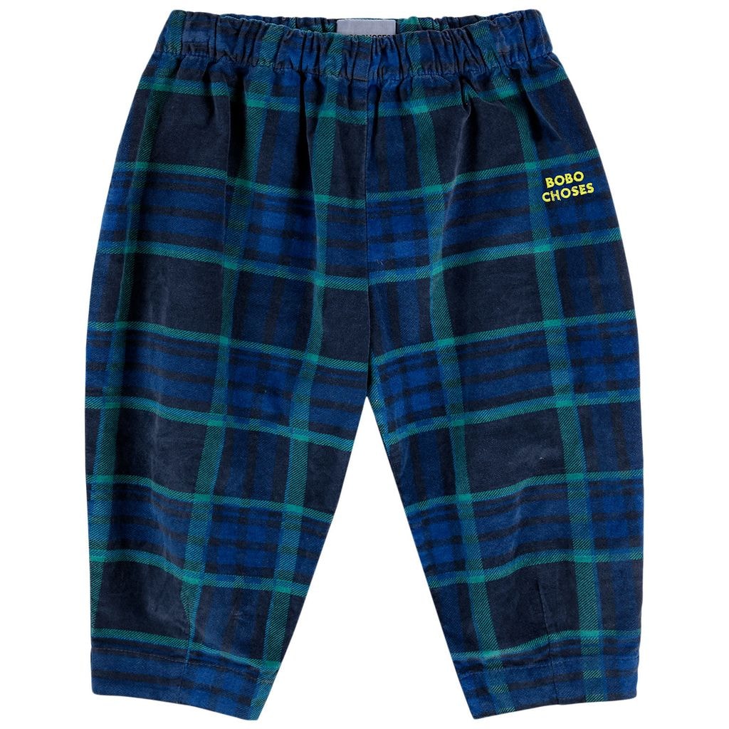 Baby Check Velvet Baggy Pants Midnight Blue