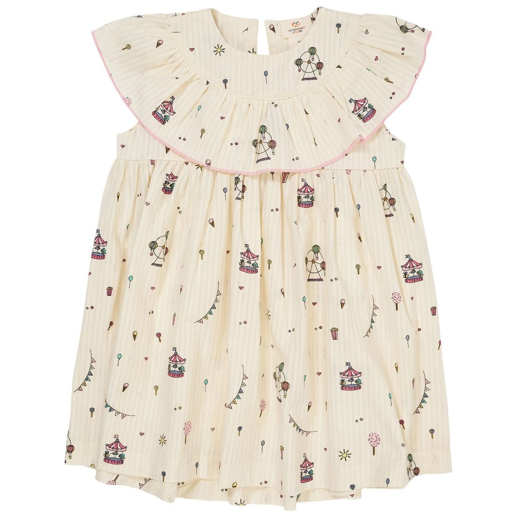 GOTS Dress With Frill Cream Tivoli Print