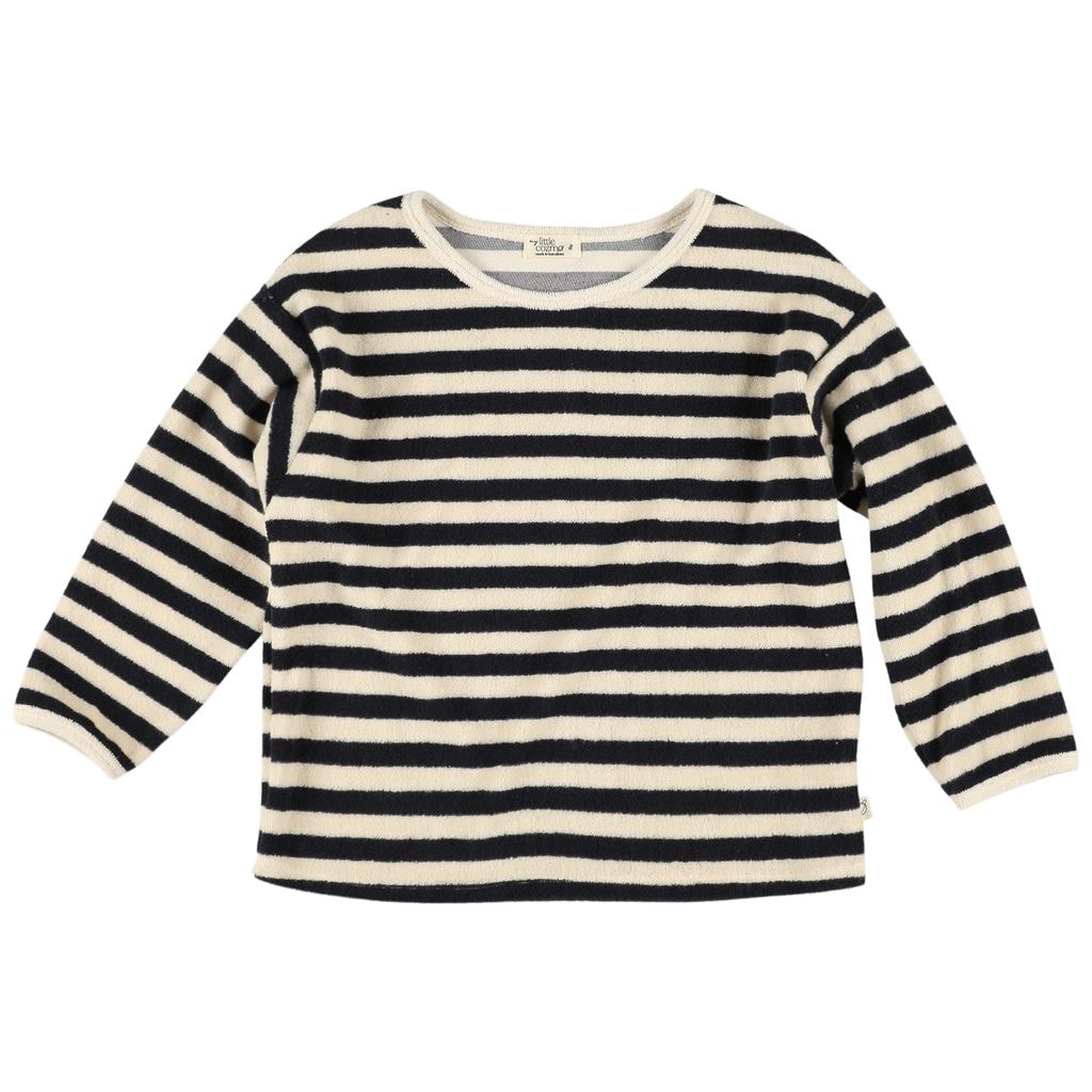 Gael Striped Sweatshirt In Terry Navy