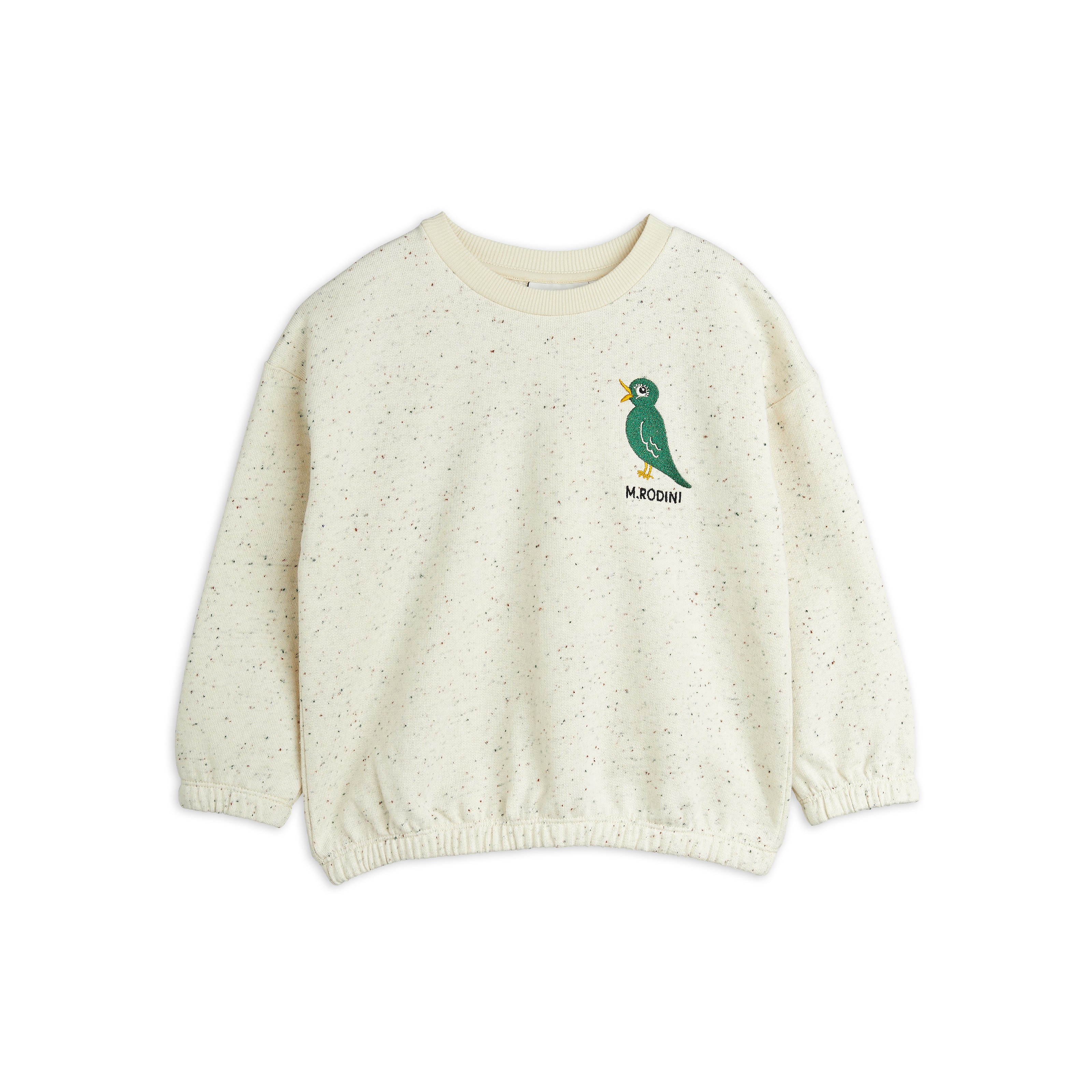 GOTS Bird Emb Neps Sweatshirt Offwhite