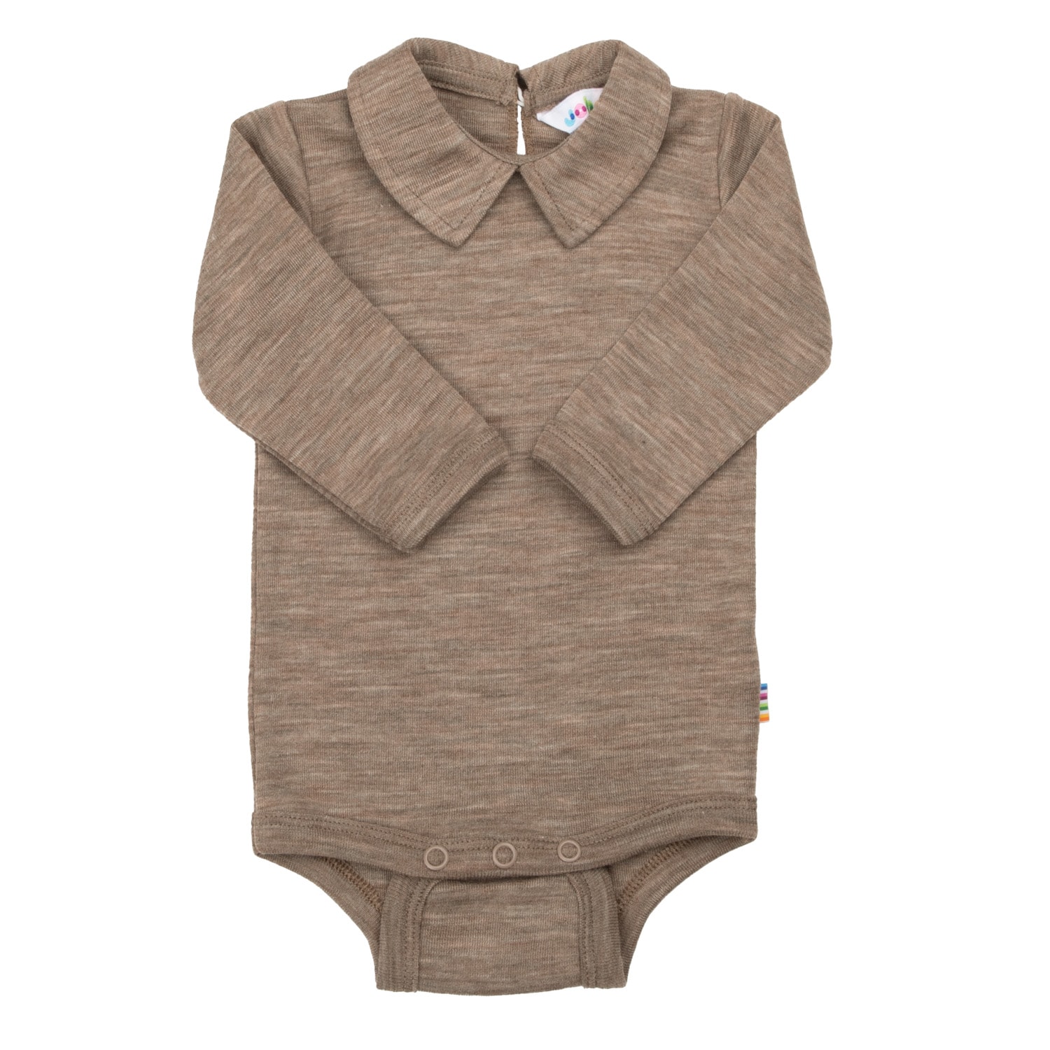 Wool Baby Body With Collar Beige Melange