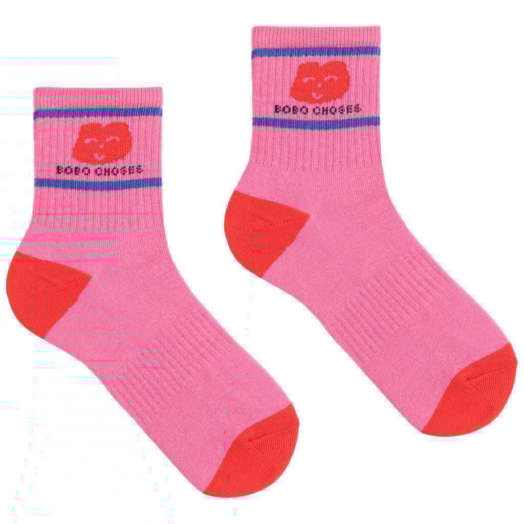 Joyful Face Short Socks Fuchsia