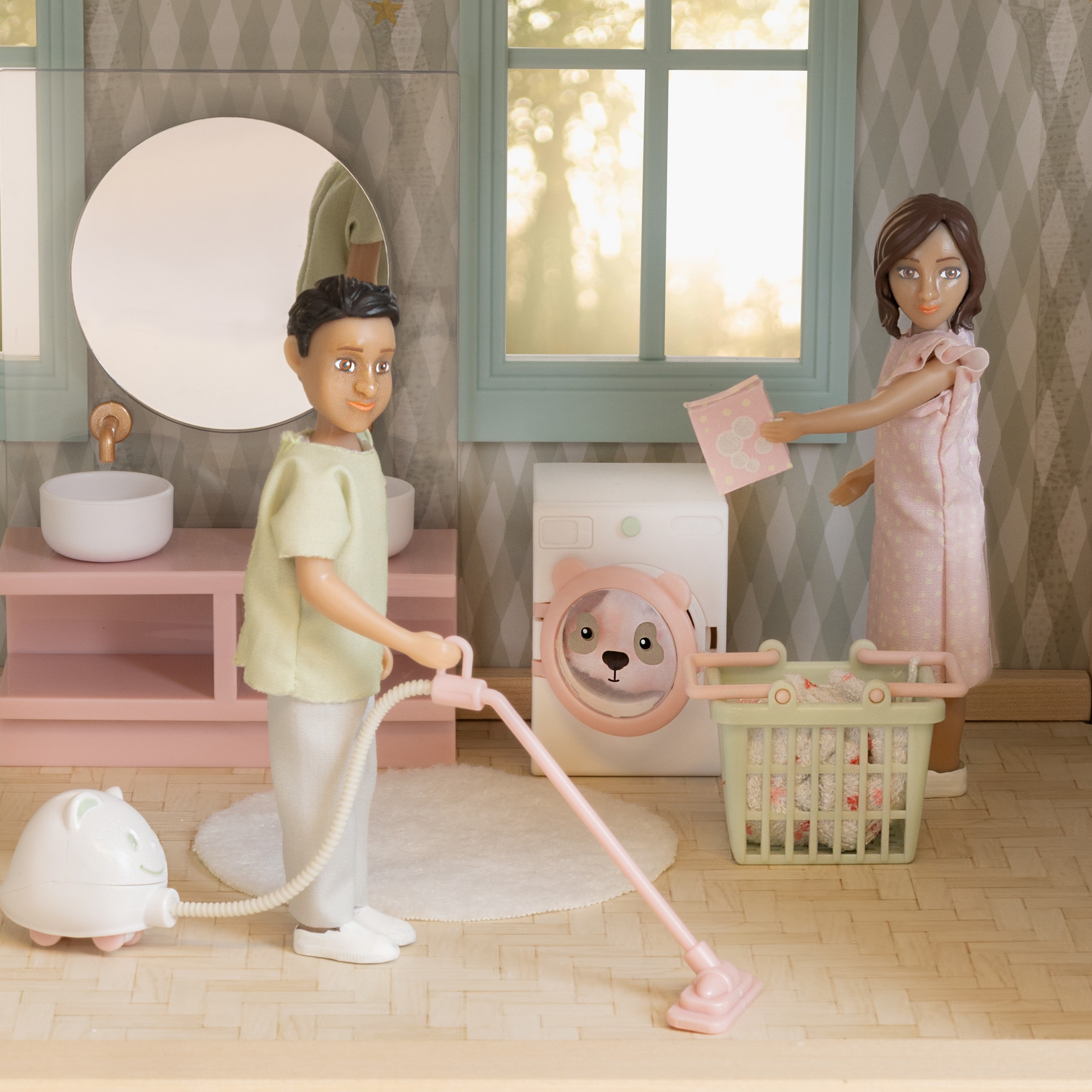Dollhouse Rengjøring Og Vaskeri Set