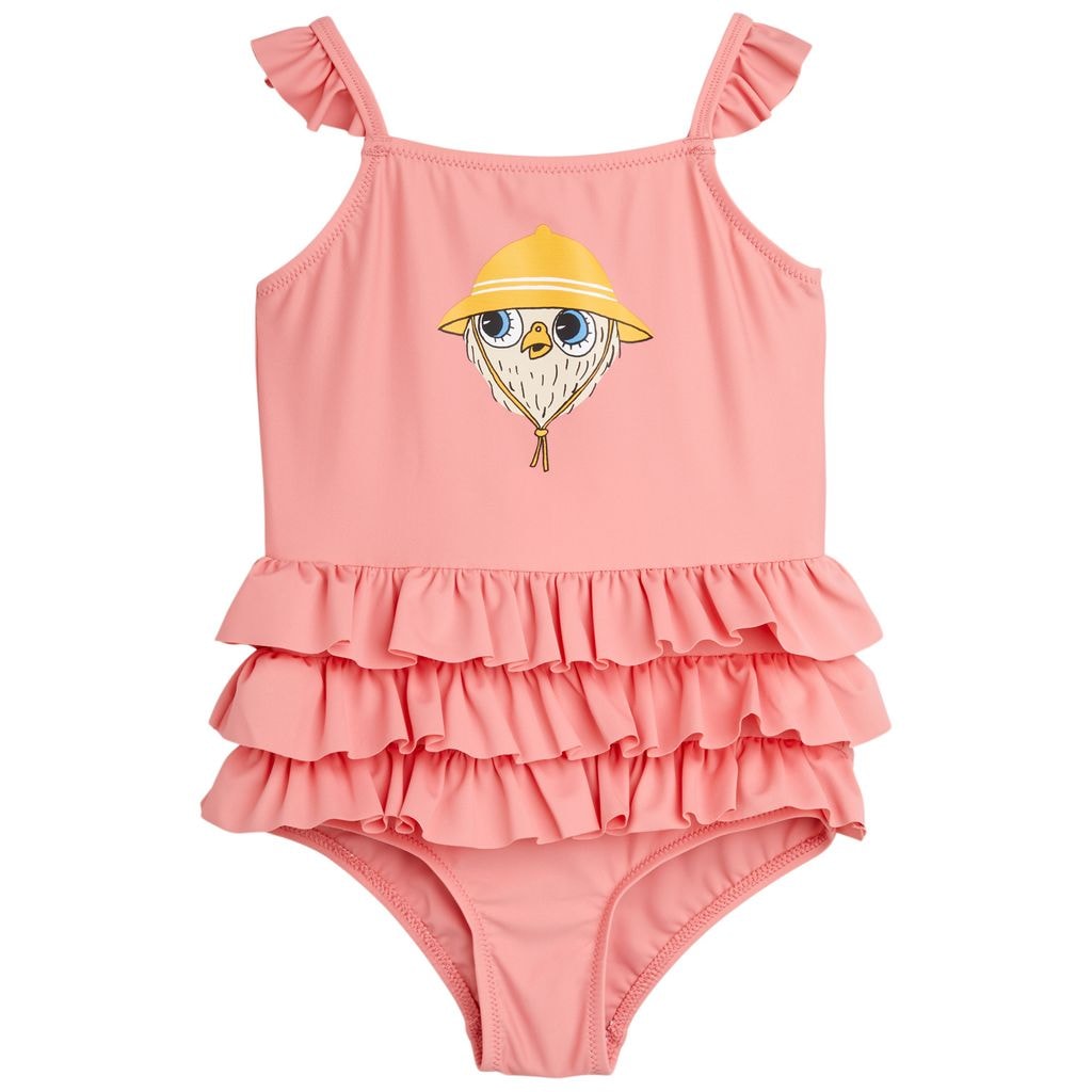 Owl Frill Swimsuit Pink