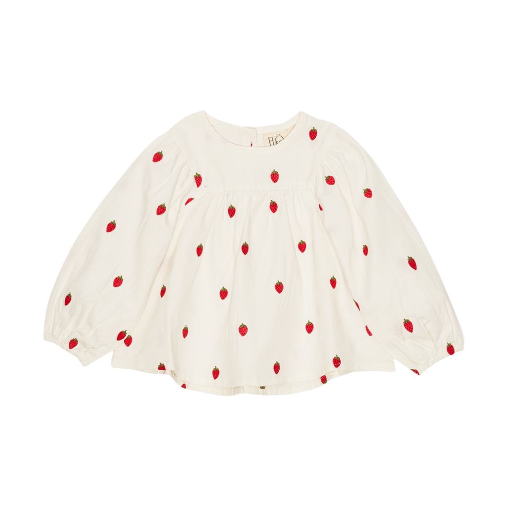Cora Blouse White Denim Berry