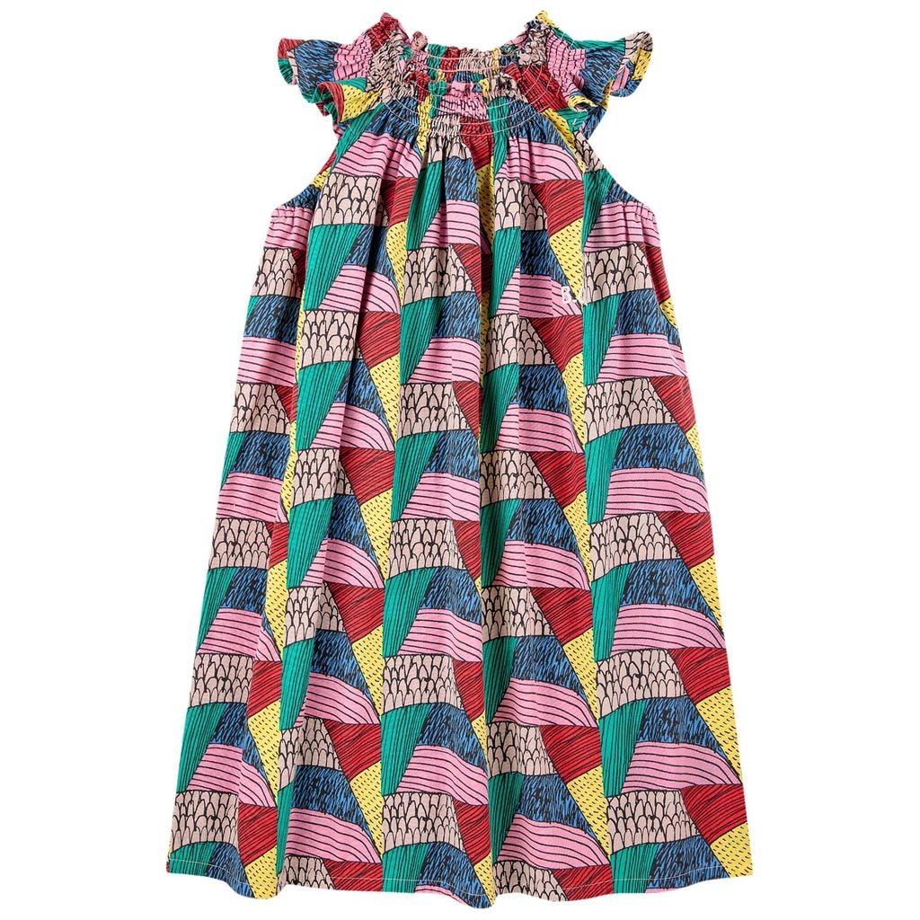 Ethnic All Over Ruffad Klänning I Vävt Tyg Multicolor