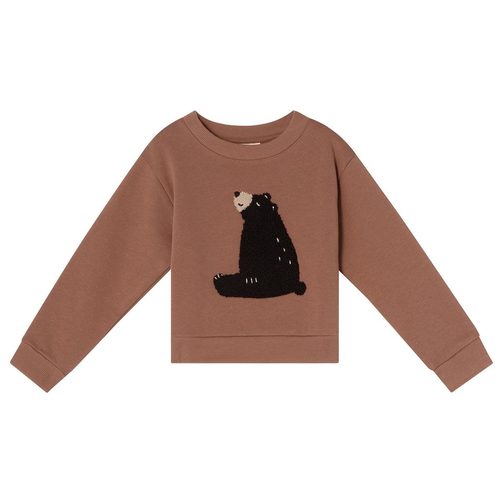 GOTS Heraklion Sweatshirt Black Bear Appliqué