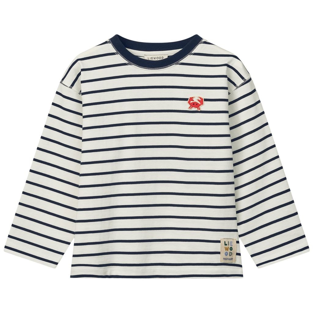 GOTS Tyler Pitkähihainen T-paita Stripe Classic Navy Creme De La Creme