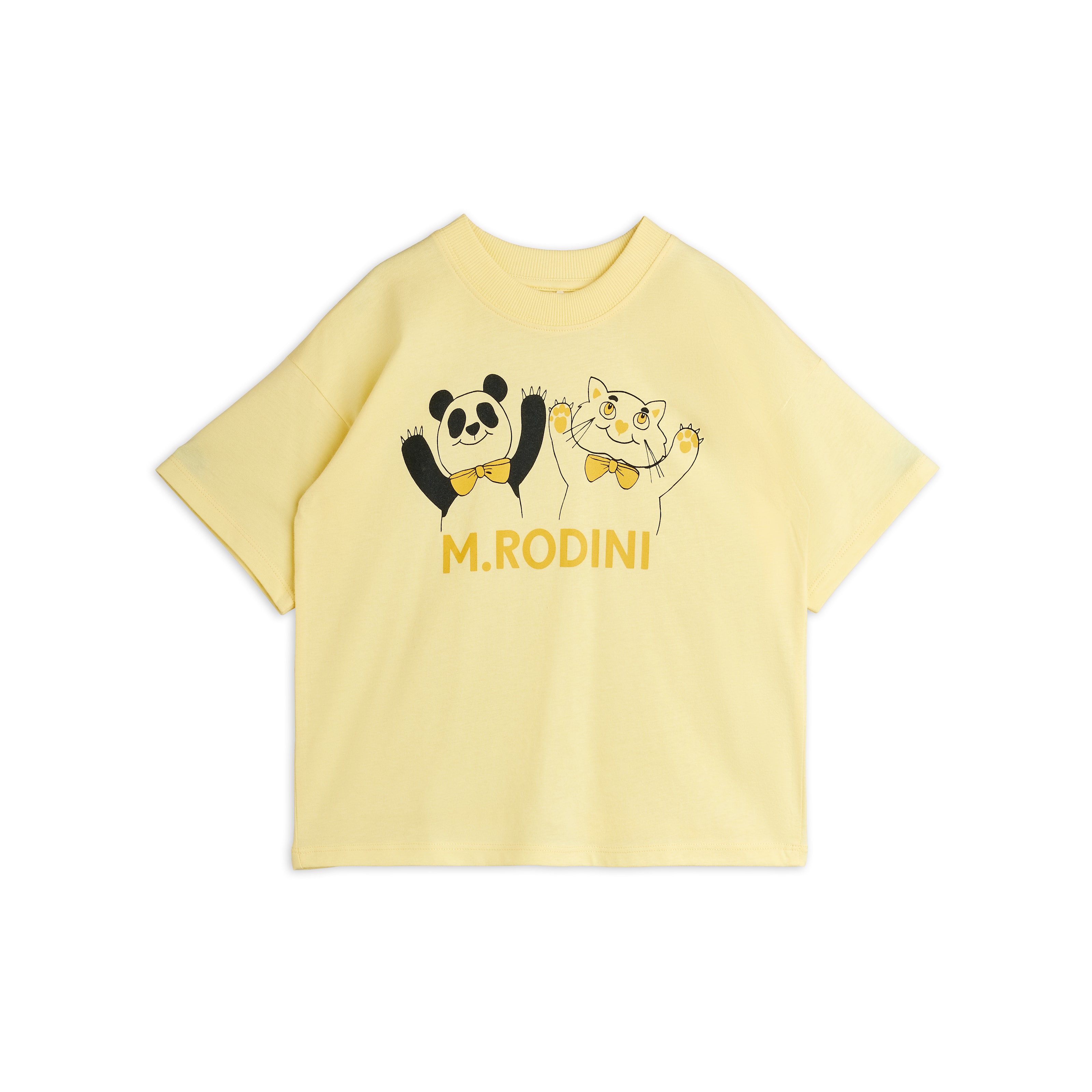 GOTS Panda & Cat Tee Yellow