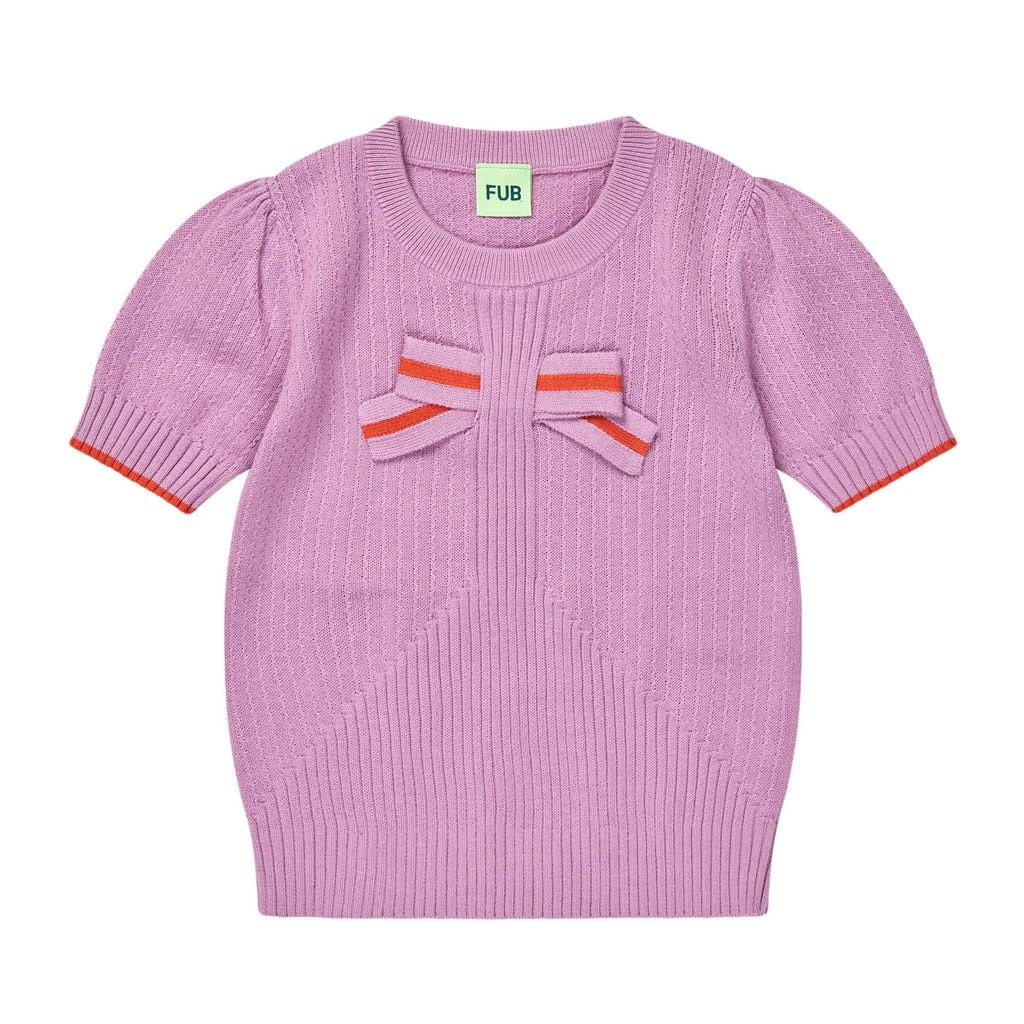 Knitted Short-Sleeved Sweater Orchid