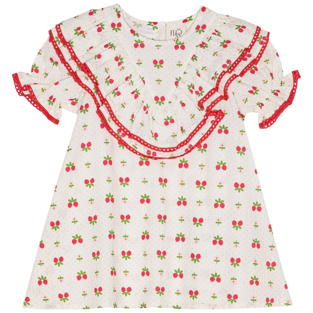 Sofia Short-Sleeved Dress Soft White Berry