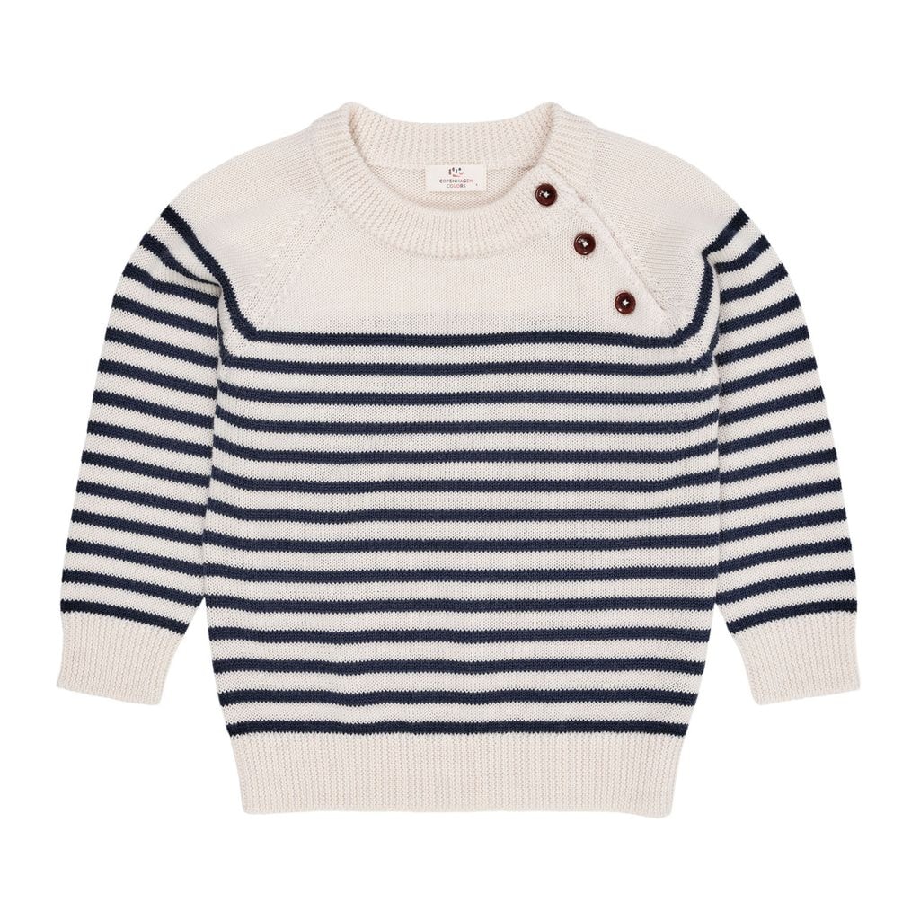 Merino Classic Striped Pullover Cream/Navy Stripe