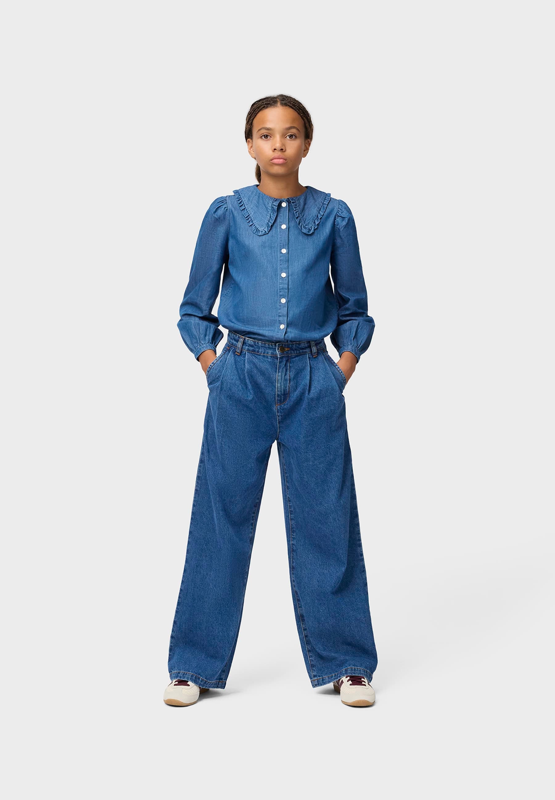 GOTS Robbin Jeansskjorta Mid Blue Wash