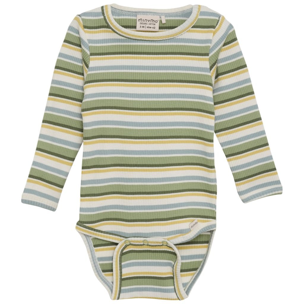 Stribet Ribbet Babybody Reseda