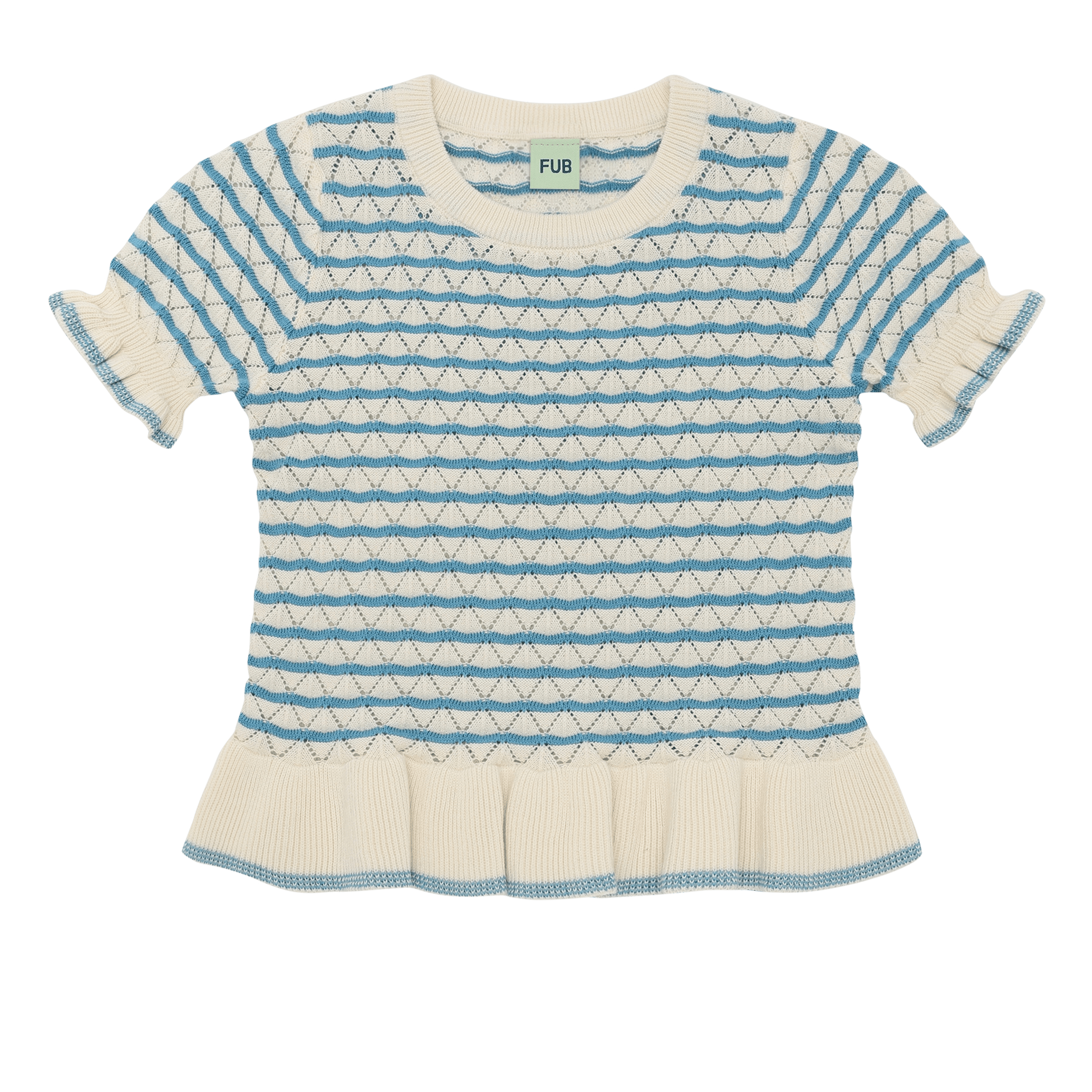 Pointelle Tee Ecru/ Sea 