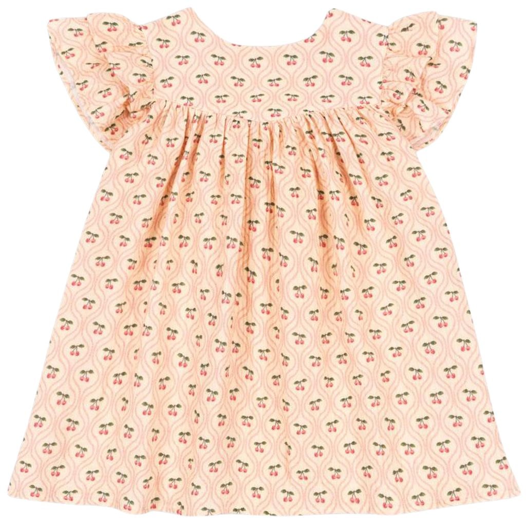 GOTS Coco 드레스 Cherry Pink Motif