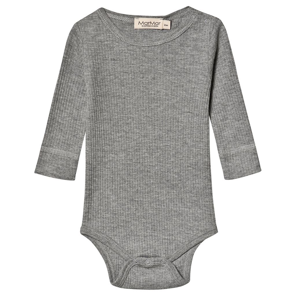 Rib Baby Body Grå melange