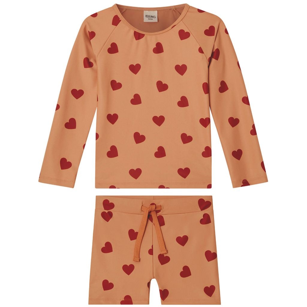 Rhodes Heart Printed Rashguard Set Terracotta