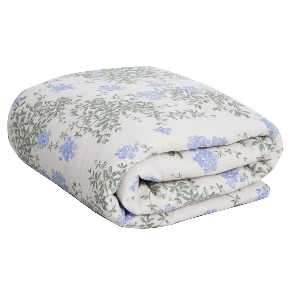 Floral Padded Muslin Blanket Plumbago
