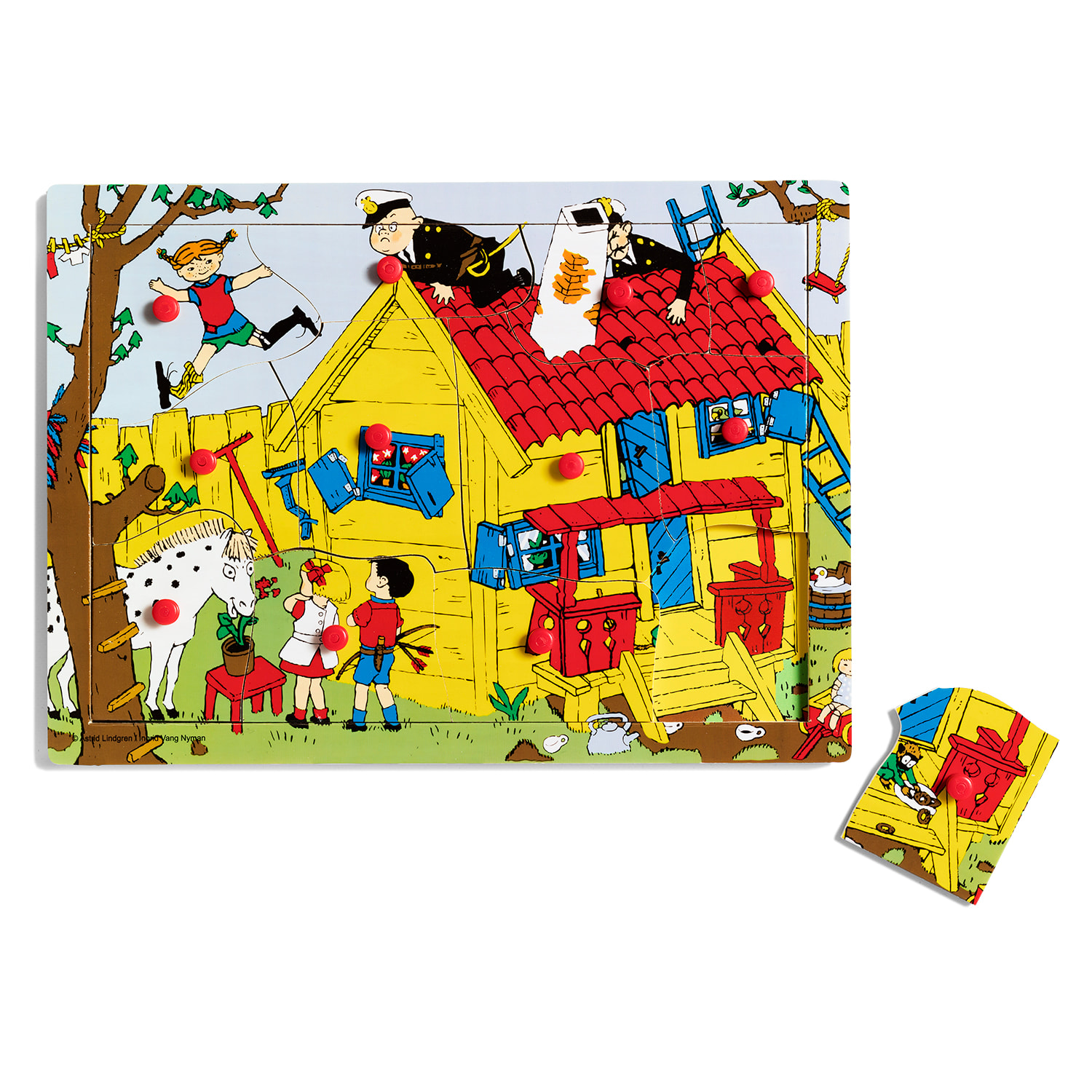 Pippi Puslespill Med Trepinner Multi
