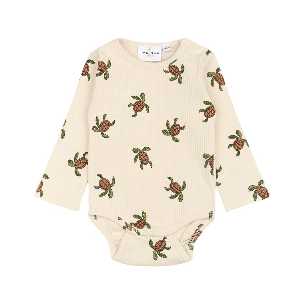 GOTS Owen Ribbed Baby Body White Swan Aop