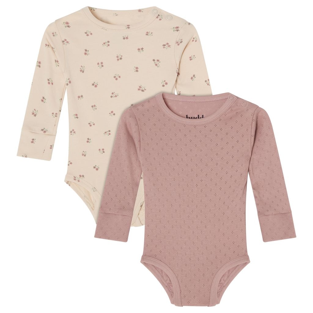 Petter Baby Body Pink Mauve/Flowers 2-Pack