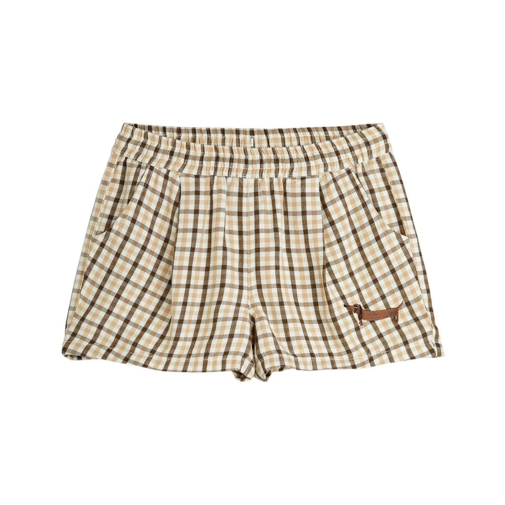 Gingham Gewebte Shorts Beige