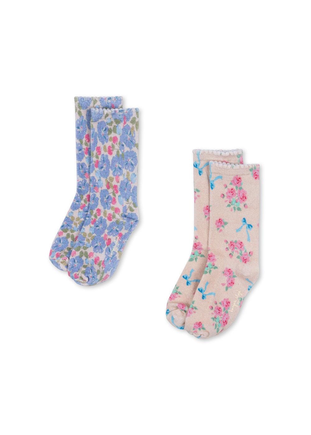 2 Pack Printed Socks Blue Mix