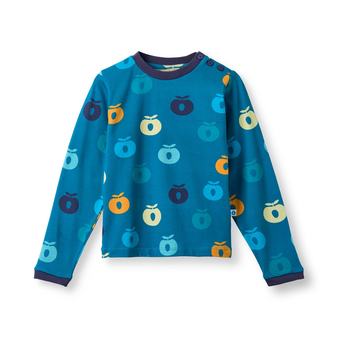 Umalin Long-Sleeved Top with Apples Solid blue